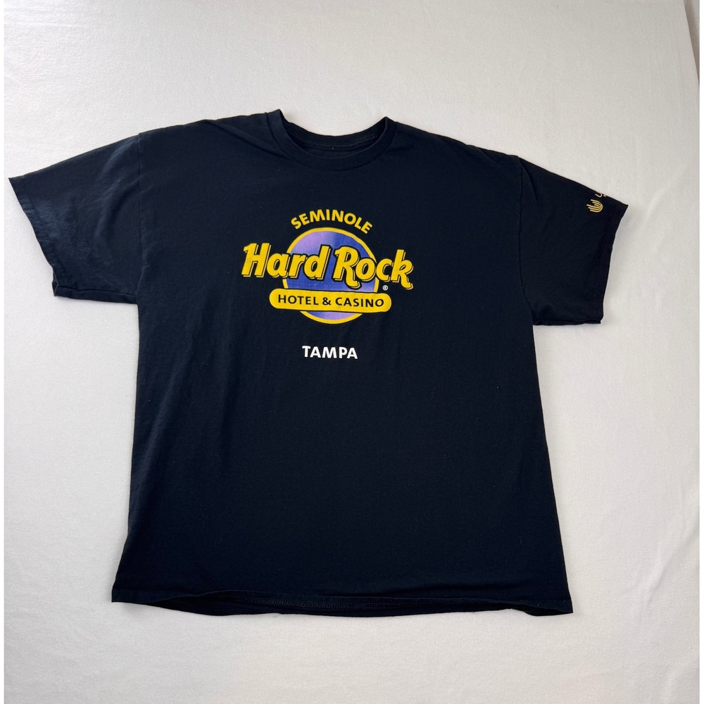 Hard Rock Cafe Tampa Seminole Hotel Casino Tee XL Black Graphic Tourist Logo